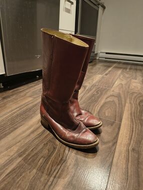 Vintage Frye American Classics Blue Label Brown Tall Leather Boots Mens 8.5 D